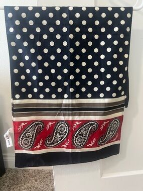 Jones New York Navy Polka Dot and Red Paisley Silk scarves 🧣